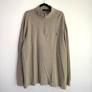 Polo Ralph Lauren Tan Men's 2XLT Estate Ribbed‎ Quarter Zip Layering Sweater